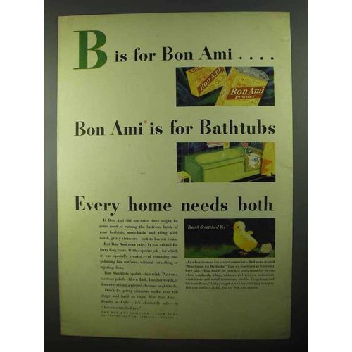 1931 Bon Ami Cleanser Ad - Is For Bathtubs