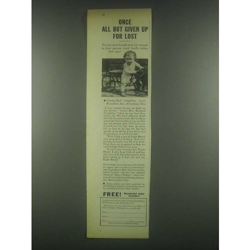 1931 Borden Eagle Brand Milk Ad - All But Given Up