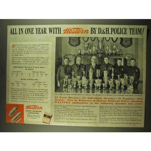 1938 Western Ammunition Ad - Delaware & Hudson Railroad Police Team