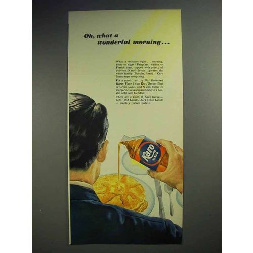 1952 Karo Syrup Ad - Oh, What a Wonderful Morning
