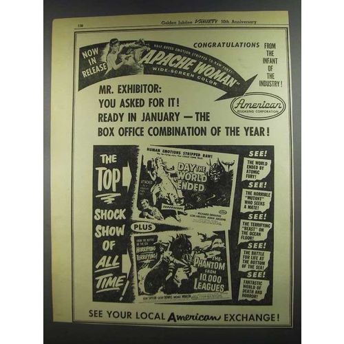 1956 American Exchange Corp. Movies Ad - Apache Woman