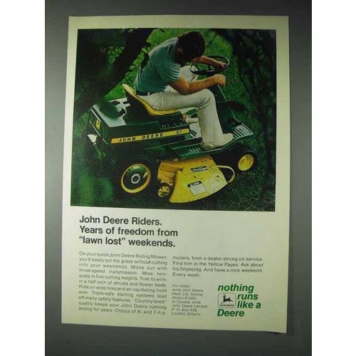 1973 John Deere 57 Riding Lawn Mower Ad - Freedom