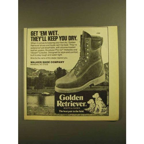 1979 Walker Shoe Golden Retriever Boots & Shoes Ad
