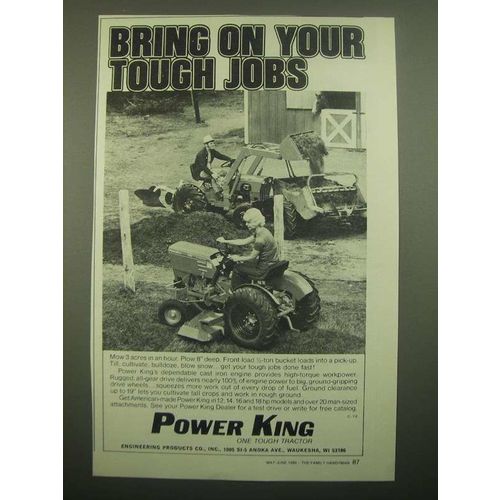 1980 Power King Garden Tractor Ad - Bring On Your Tough Jobs