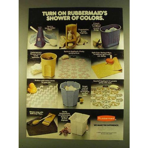 1980 Rubbermaid Bath Products Ad - Shower of Colors
