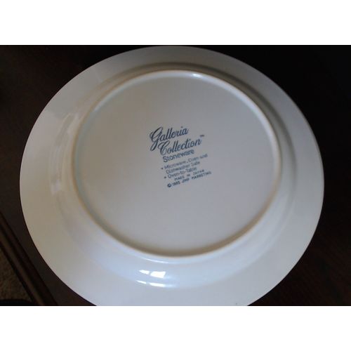 Vintage Galleria Stoneware Flower Floral Pink Gray Dinner Plates
