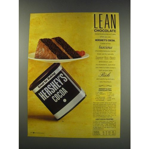 1991 Hershey's Cocoa Ad - Light Chocolate Cake and Light Cocoa Frosting