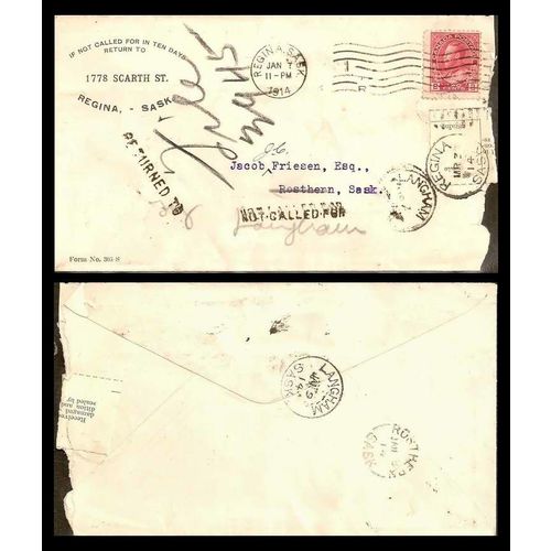 Canada Admiral PO Sealed RETURN 1914 NOT CALLED Slogan