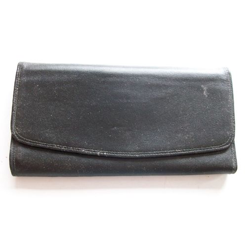 BLACK VINYL PURSE WALLET PRESS STUD FASTENED **GC**