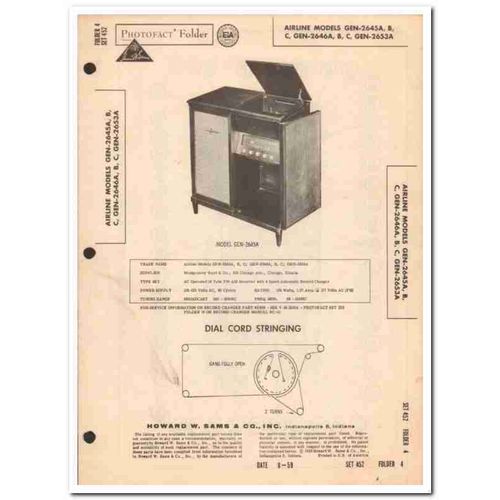 airline models gen-2645x gen-2646x am fm phono sams photofact manual