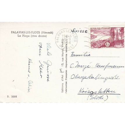 Palavas Les Flots Plage France Real Photo Postcard posted 1956 VGC