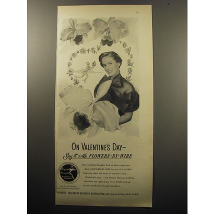 1951 FTD Florists' Telegraph Delivery Association Ad - On Valentine's Day