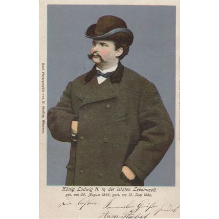 Konig Ludwig II 2 in 1886 Antique 1901 German Postcard