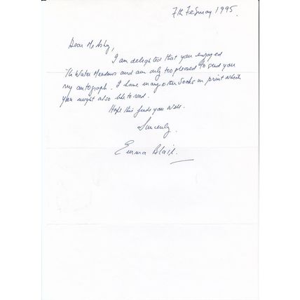 Ian Emma Blair Scottish Romance Personal Letter Author Hand Signed Autograph
