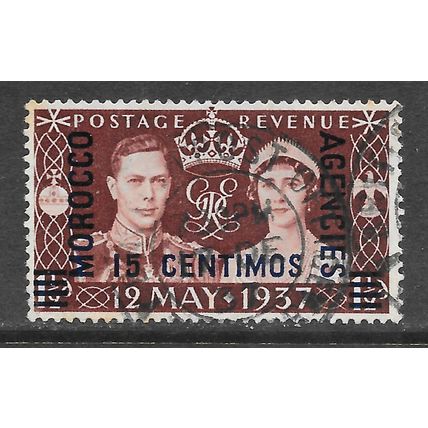 MOROCCO AGENCIES SG164 KG6 15 CENTIMOS coronation 1937 used