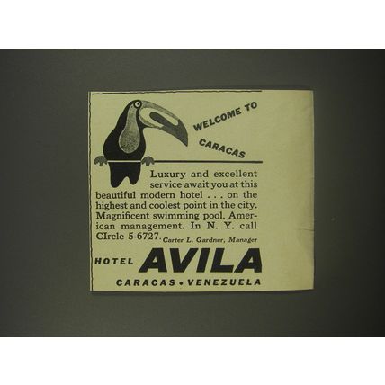1956 Hotel Avila Advertisement - Welcome to Caracas
