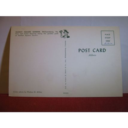 MARKET SQUARE GARDEN, WILLIAMSBURG, VIRGINIA, USA. unused vintage postcard #