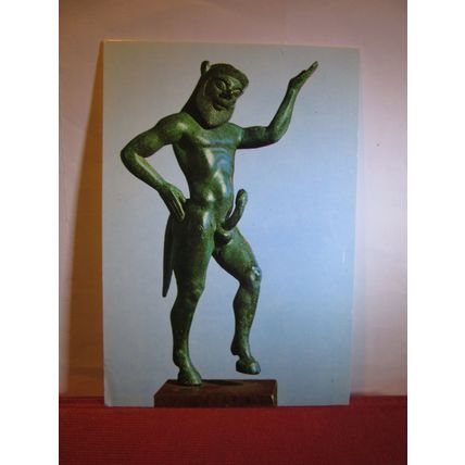 Pan statue, ATHENS MUSEUM, GREECE used postcard 1990 pm =