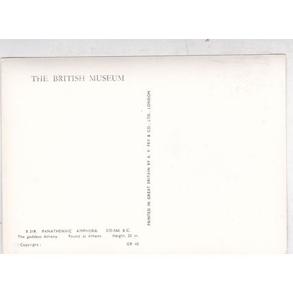 Panathenaic Amphora British Museum Postcard unused VGC
