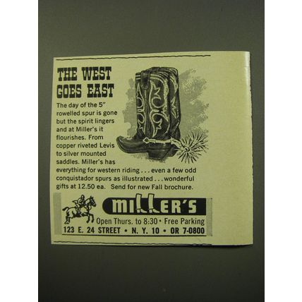 1959 Miller's Riding Clothes Advertisement - The West goes East