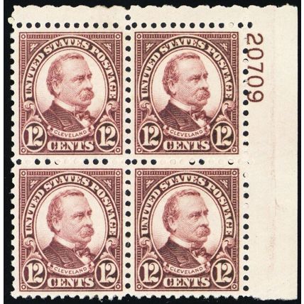 693, Mint VF LH 12¢ Plate Block CV $22.50 * Stuart Katz