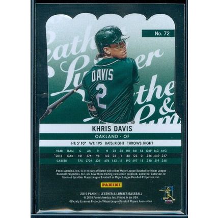 2019 Panini Leather and Lumber Die Cut #72 Khris Davis