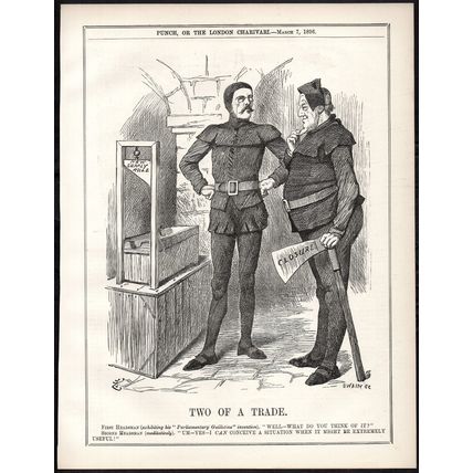 TWO OF A TRADE 1896 Sir John Tenniel - Joseph Swain PUNCH CARTOON PAGE