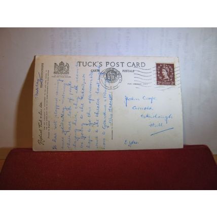 A SENTRY, BUCKINGHAM PALACE, LONDON used vintage postcard RP by Tuck 1955 pm =