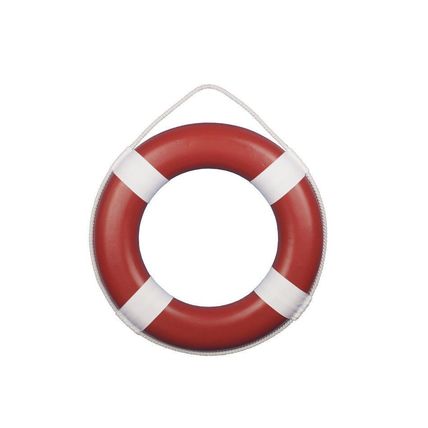 Red Painted Decorative Lifering with White Bands 20""