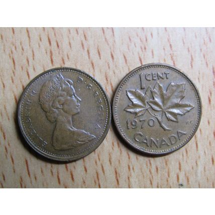 1970 Queen Elizabeth 1 Cent Canada Coin