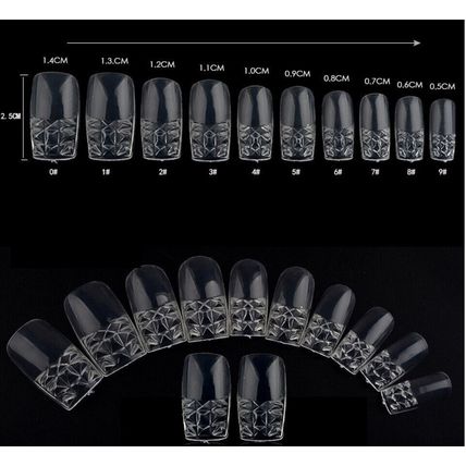 100 False Nails Square Press On 3D Mosaic Art Ballerina Full Cover Set fake