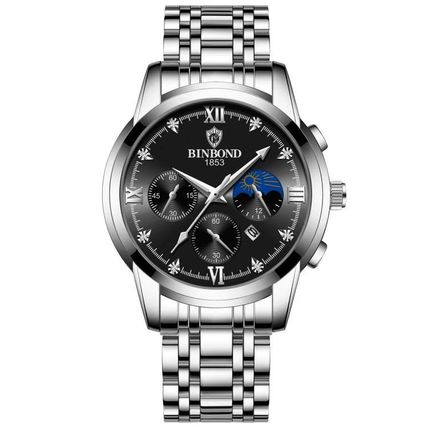 BINBOND B3591 30m Waterproof Luminous Calendar Men Watch, Rose Gold-Black, Rose