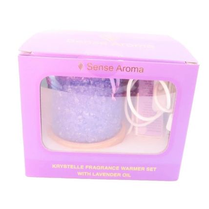 Purple Krstelle Fragrance Warmer Set 9 CM with Lavender Oil Boxed Oil Warmer