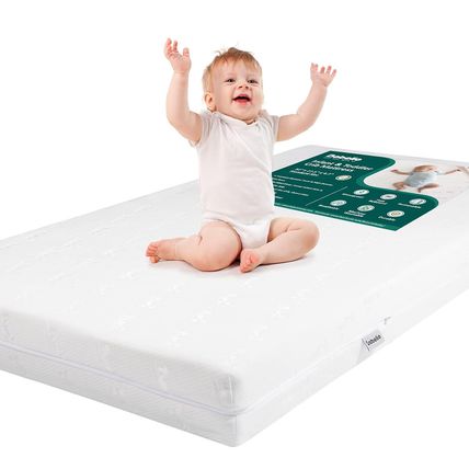 BABELIO Breathable Crib Mattress, Dual-Sided, Memory Foam, Waterproof, Removable