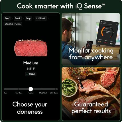 CHEF Iq Sense Smart Wireless Meat Thermometer with 3 Ultra-Thin Probes, Unlimite