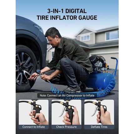 Astroai Digital Tire Pressure Gauge with Inflator, 3-250 PSI Air Chuck & Compres