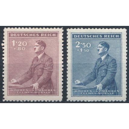 Hitler 53rd Birthday: 1.20k & 2.50k - Bohemia & Moravia 1942 - NM H - MiNr 87/8