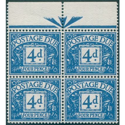 Great Britain 1955 4d. blue Postage Due SGD43 MNH block x4