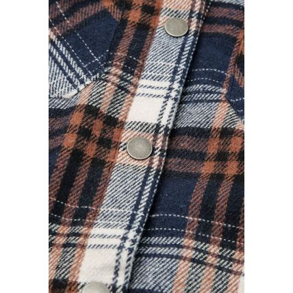 Plaid Pattern Sherpa Lined Hooded Shacket