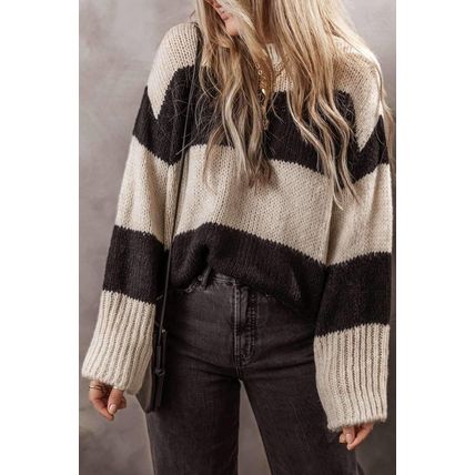 Jet Stream Colorblock Loose Pullover Sweater