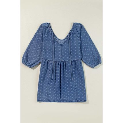 Ashleigh Blue Textured Open Back Loose Fit Denim Dress