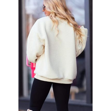 Beige Sherpa HOWDY Patched Pullover Sweatshirt