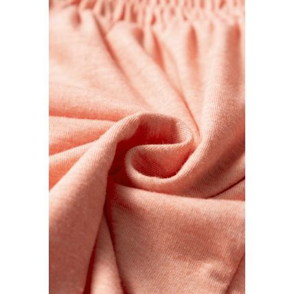 Fushia Smocked Front V Neck Pleated Babydoll Short Sleeve Top