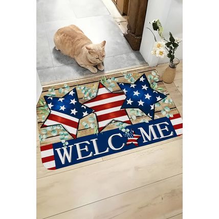 Dark Blue WELCOME American Flag Print Non-slip Entrance Mat