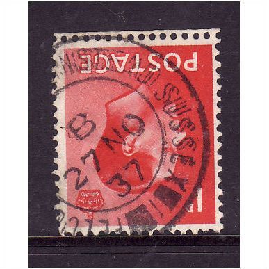 GREAT BRITAIN 1936 SG 458i ED VIII 1d SCARLET WMK INVERTED FINE USED #2