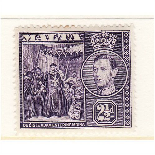 MALTA 1943 SG 222a 2 1/2d DULL VIOLET M / MINT #1