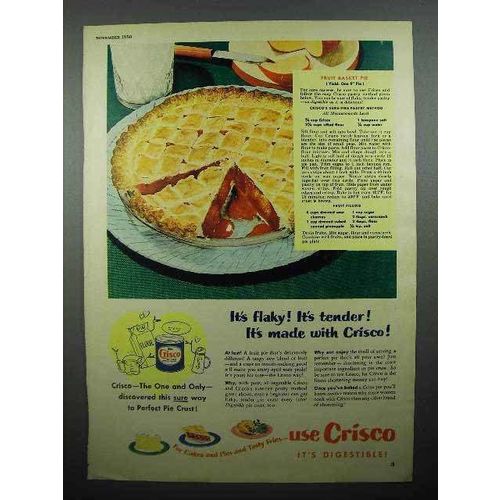 1950 Crisco Shortening Ad - Fruit Basket Pie