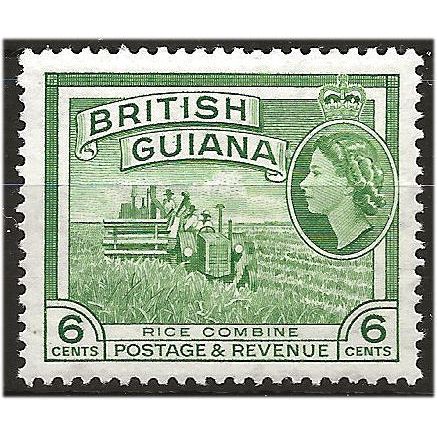 British Guiana 1954 SG336 6c Yellow-Green Mounted Mint . ..