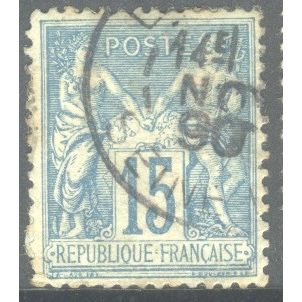 France 1876 - SG279 - 15c blue - Peace & Commerce - used 22