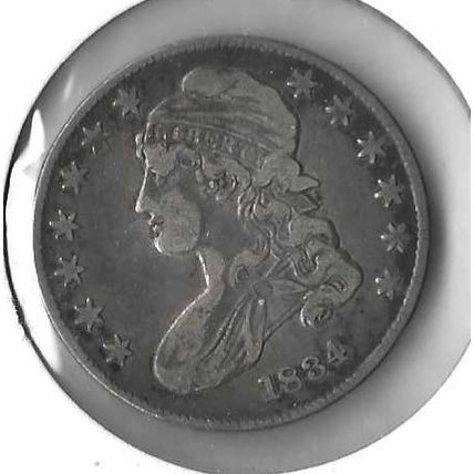 1834 US Silver Bust Half Dollar XF Grey Sheet $160.00